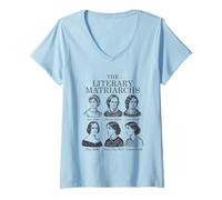 Donna Piccole Donne nella Letteratura, Jane Austen, Bronte Sisters Maglietta con Collo a V
