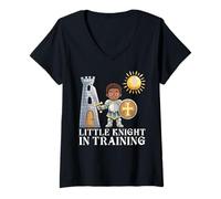 Donna Piccolo Cavaliere in addestramento Warrior Boy Medieval Knight Kid Maglietta con Collo a V