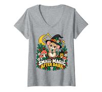 Donna Piccolo Topo Magico Dopo Il Buio Halloween Garden Witch Maglietta con Collo a V
