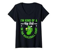 Donna Pickle Big Dill Pickleball Maglietta con Collo a V