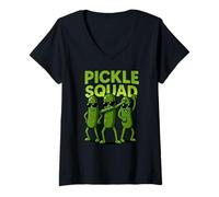 Donna Pickle Squad Amante del Cibo Dabbing Vegano Ragazzi Ragazze Bambini Maglietta con Collo a V