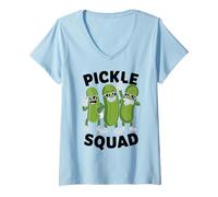 Donna Pickle Squad Dabbing Big Dill Gang Amante Snack Divertente Vegano Maglietta con Collo a V