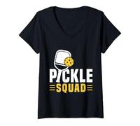 Donna Pickle Squad Funny Pickleball Team Matching Gift Maglietta con Collo a V