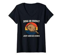 Donna Pickleball Dink Or Swing Just ADD Ice Cubes Maglietta con Collo a V