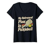 Donna Pickleball è Il Mio Piano pensionistico Giocatori Pickle Ball Maglietta con Collo a V
