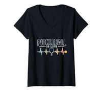 Donna Pickleball Is Life Paddle Heartbeat Retro Sport Maglietta con Collo a V