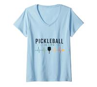 Donna Pickleball Is Life Paddle Heartbeat Retro Sport Maglietta con Collo a V