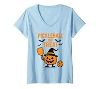 Donna Pickleball Or Treat Halloween Theme Maglietta con Collo a V