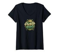Donna Pickleball Pickle Pro Crown Shield Champion Design Maglietta con Collo a V