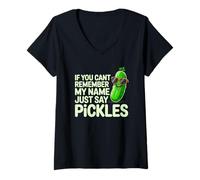 Donna Pickles Cool Joke Forget Name Funny Sunglasses Maglietta con Collo a V