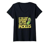 Donna Pickles Funny Pun Joke Forget Name Cartoon Cool Maglietta con Collo a V