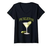 Donna Pickletini Pickle Martini Amante Cocktail Bere Pickletini Maglietta con Collo a V