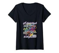 Donna Pickup Vintage Americano,Camion Classico USA,American Truck Maglietta con Collo a V