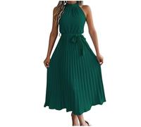 Donna Pieghettato Abito Lunga Elastica Solida Colore Vestito da Donna Estivo Stile Elegante e Casual Abito Lunghe Curvy Casual Leggera per Tutti I Giorni, Feste, Festival, Matrimoni, Vacanze