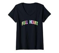 Donna Pieno Cuore Inspirational Motivazionale Ottimista Maglietta con Collo a V