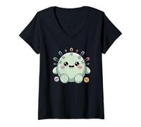Donna Pierce The Puffball Mochi Kawaii Punk Maglietta con Collo a V