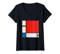 Donna Piet Mondrian Composition with Red, Blue And Yellow Maglietta con Collo a V