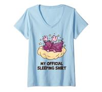Donna Pigiama camicia da notte bambino alce sonno ufficiale Maglietta con Collo a V