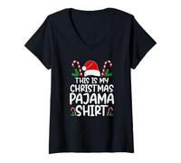 Donna Pigiama Natalizio con Scritta This Is My Christmas, da Uomo e da Donna Maglietta con Collo a V