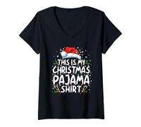Donna Pigiama Natalizio Divertente con Scritta This Is My Christmas, per Uomini, Donne, Bambini Maglietta con Collo a V