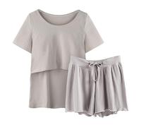 Donna Pigiama Premaman Allattamento Cotone E Camicia Da Notte Donna Estiva, Completo Due Pezzi Per Parto E Post Parto, Abbigliamento Maternità Con Manica Corta E Pantaloncini Abiti Premaman 2026