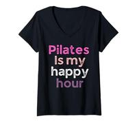 Donna Pilates è Il Mio Happy Hour, Divertente Pilates Lovers Workout Maglietta con Collo a V