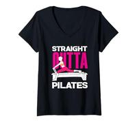 Donna Pilates Straight Outta Pilates Fitness Divertimento Maglietta con Collo a V