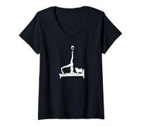 Donna Pilates vino Reformer Pilates con amante del carlino Maglietta con Collo a V