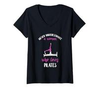 Donna Pilates Woman Mai sottovalutare Pilates istruttore di fitness Maglietta con Collo a V