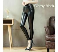 Donna Pile Leggings Lucido Nero Pantaloni Opaco senza Piedi Autunno Inverno Wild