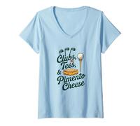 Donna Pimento Cheese Golf Design Maglietta con Collo a V