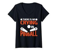 Donna Pinball Amante Gamer Flipping Ball No Piangere Pinball Machine Maglietta con Collo a V