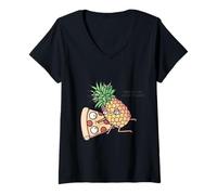 Donna Pineapple Belongs on Pizza Maglietta con Collo a V
