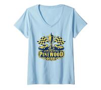 Donna Pinewood Derby Cub Scouts Checkered Flag Racing Trophy Logo Maglietta con Collo a V