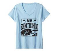 Donna Ping Pong Design Old Butterfly per Giocatori di Ping Pong Maglietta con Collo a V