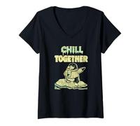 Donna Pinguin Chill Together Graphics Design Cool Maglietta con Collo a V