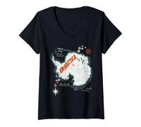 Donna Pinguini Balena Antartide Polo Sud Atlantico Ocean Nave Maglietta con Collo a V