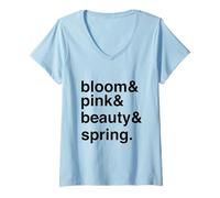 Donna Pink Blossoms Springtime Beauty Minimalistic Citazione Maglietta con Collo a V