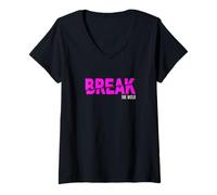 Donna Pink Break The Mold Grafica Rosa Maglietta con Collo a V