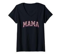 Donna Pink Camo Mama per la Mamma Maglietta con Collo a V