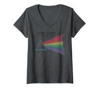 Donna Pink Floyd 73 Summer Tour Rainbow Prism Dark Side Maglietta con Collo a V