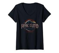Donna Pink Floyd Il Lato Oscuro della Luna Pink Floyd Maglietta con Collo a V