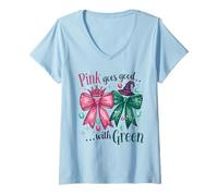 Donna Pink Goes Good With Green Principessa Strega Magia Fantasy Maglietta con Collo a V