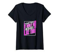 Donna Pink It Do Be Like That Pink Graphic Maglietta con Collo a V