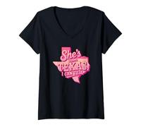 Donna Pink Lei è del Texas I Can Tell Retro Maglietta con Collo a V