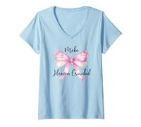Donna Pink Make Heaven Crowded Women Christian Jesus Love in Faith Maglietta con Collo a V