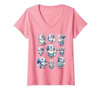 Donna Pink Nurse Accessories for Women Cute Pattern Nursing GNOME Maglietta con Collo a V