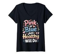 Donna Pink Or Blue Just Healthy Will Do Baby Priority Health - Maglietta con Collo a V
