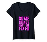 Donna Pink Some Things Stay Broke Pink Graphic Maglietta con Collo a V