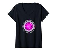 Donna Pink Time Is Money Grafica rosa Maglietta con Collo a V